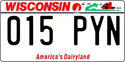 WI license plate 015PYN