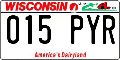 WI license plate 015PYR