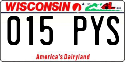 WI license plate 015PYS
