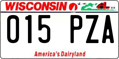 WI license plate 015PZA