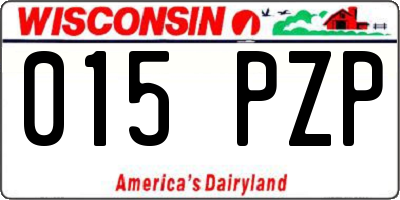 WI license plate 015PZP