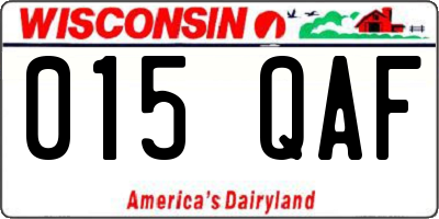 WI license plate 015QAF