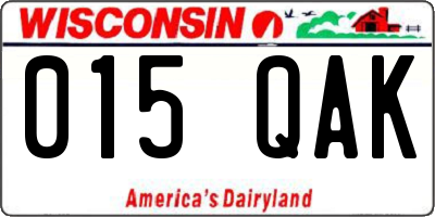 WI license plate 015QAK