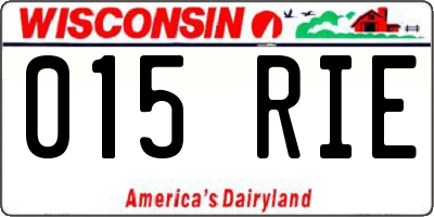 WI license plate 015RIE