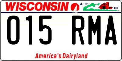 WI license plate 015RMA