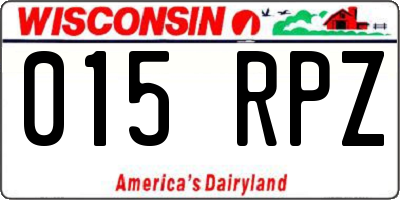 WI license plate 015RPZ