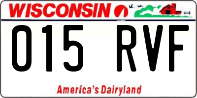 WI license plate 015RVF