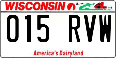 WI license plate 015RVW