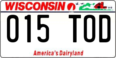 WI license plate 015TOD