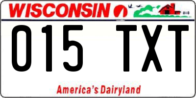 WI license plate 015TXT