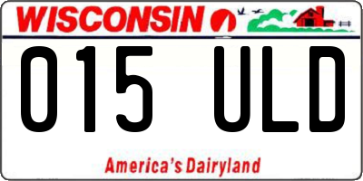 WI license plate 015ULD