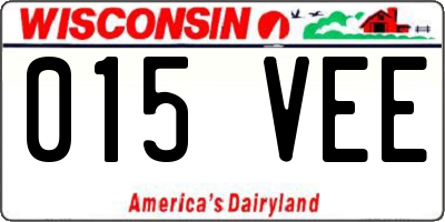 WI license plate 015VEE