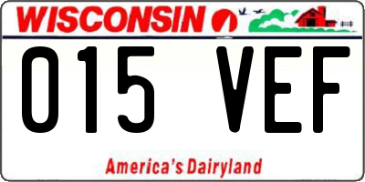 WI license plate 015VEF