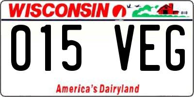 WI license plate 015VEG