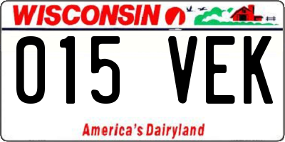 WI license plate 015VEK