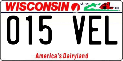 WI license plate 015VEL
