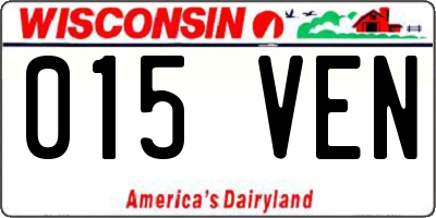 WI license plate 015VEN