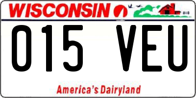 WI license plate 015VEU