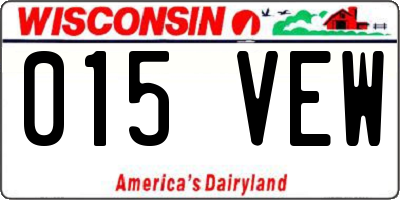 WI license plate 015VEW