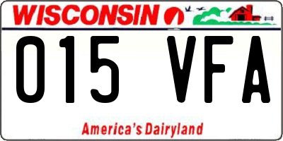 WI license plate 015VFA