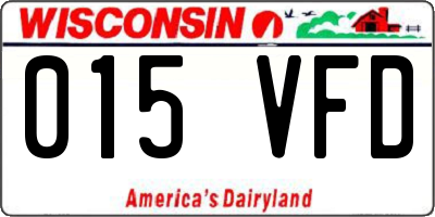 WI license plate 015VFD