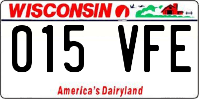 WI license plate 015VFE