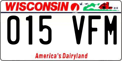 WI license plate 015VFM