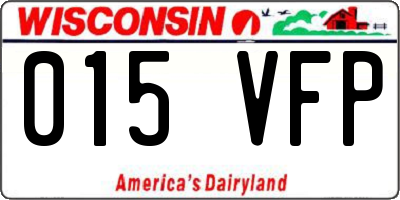 WI license plate 015VFP