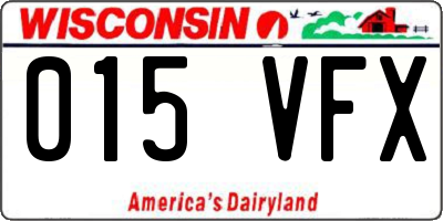 WI license plate 015VFX