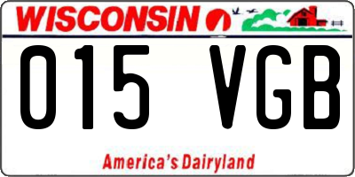 WI license plate 015VGB