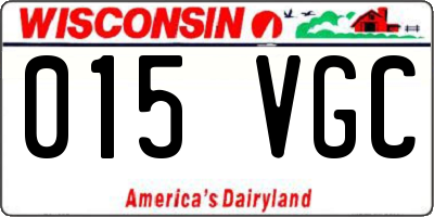 WI license plate 015VGC