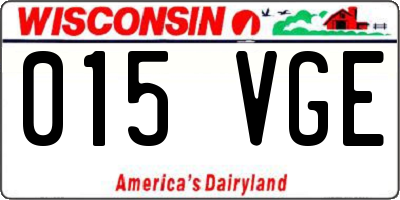 WI license plate 015VGE