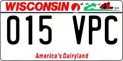 WI license plate 015VPC