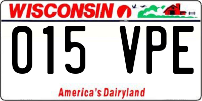 WI license plate 015VPE