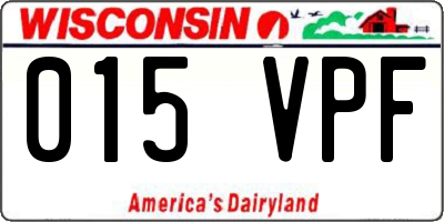 WI license plate 015VPF