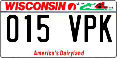 WI license plate 015VPK