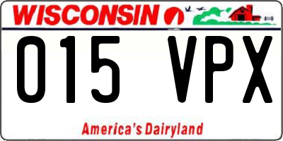 WI license plate 015VPX