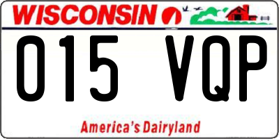 WI license plate 015VQP