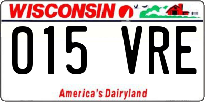 WI license plate 015VRE