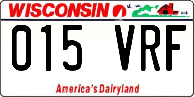 WI license plate 015VRF