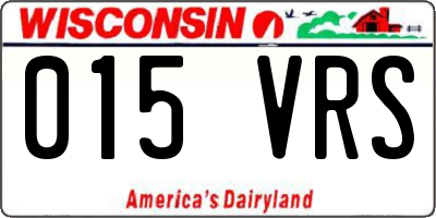 WI license plate 015VRS
