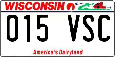 WI license plate 015VSC