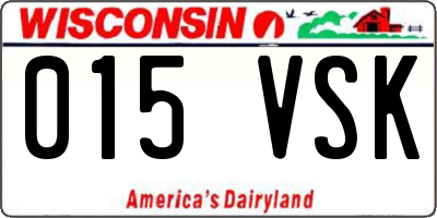 WI license plate 015VSK