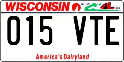 WI license plate 015VTE