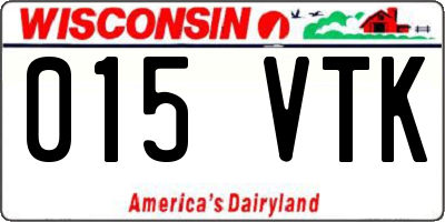 WI license plate 015VTK