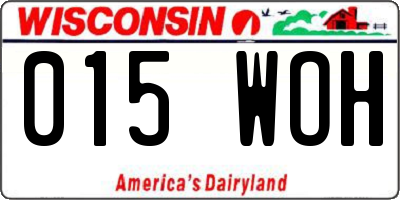 WI license plate 015WOH