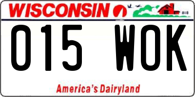 WI license plate 015WOK