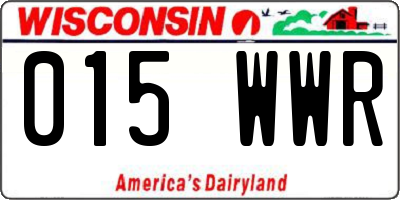 WI license plate 015WWR