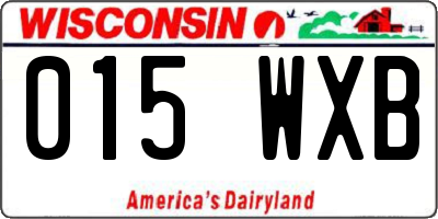 WI license plate 015WXB
