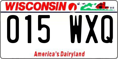 WI license plate 015WXQ